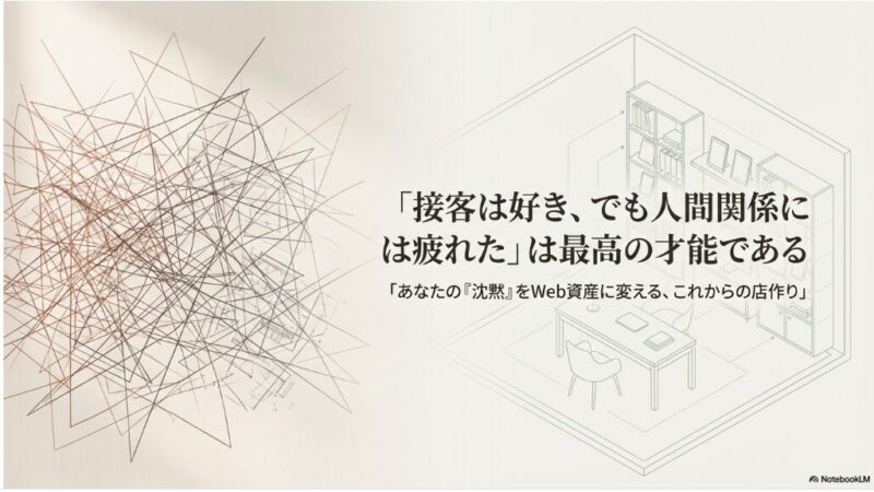 「接客は好き、でも人間関係には疲れた」はブログを始める最高の才能。あなたの『沈黙』をWeb資産に変える、これからの店作り 