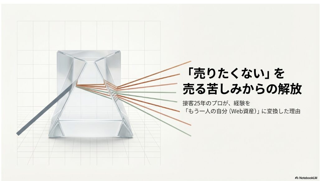 「売りたくない……」その苦しみから、自分を解放しよう。 接客25年のプロが、経験を「もう一人の自分（Web資産）」に変換した理由