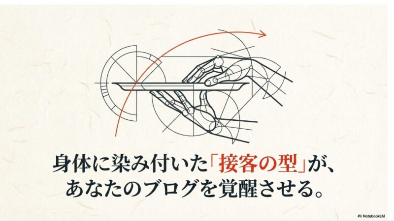 ブログのジャンル選びに迷うあなたへ。探すべきは『書きたいこと』ではなく、身体に染み付いた『接客の型』だ 