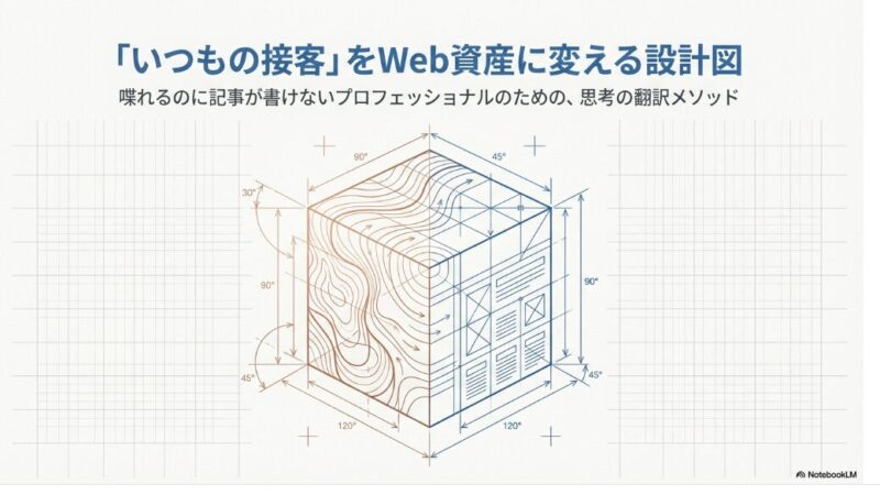 喋れるのに記事が書けないあなたへ。「いつもの接客」を設計図にして、接客をWeb資産に変える方法