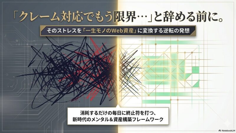 「クレーム対応でもう限界…」と辞める前に。そのストレスを「一生モノのWeb資産」に変換する逆転の発想 