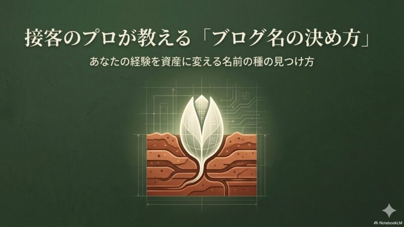「接客のプロ」が教える『ブログ名の決め方』｜あなたの「経験を資産に変える種」を植えよう 