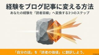 経験をブログ記事に変える方法｜あなたの経験を読者目線へ翻訳する3ステップ　　　　 
