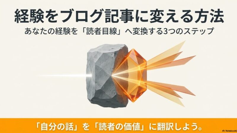 経験をブログ記事に変える方法｜あなたの経験を読者目線へ翻訳する3ステップ　　　　 